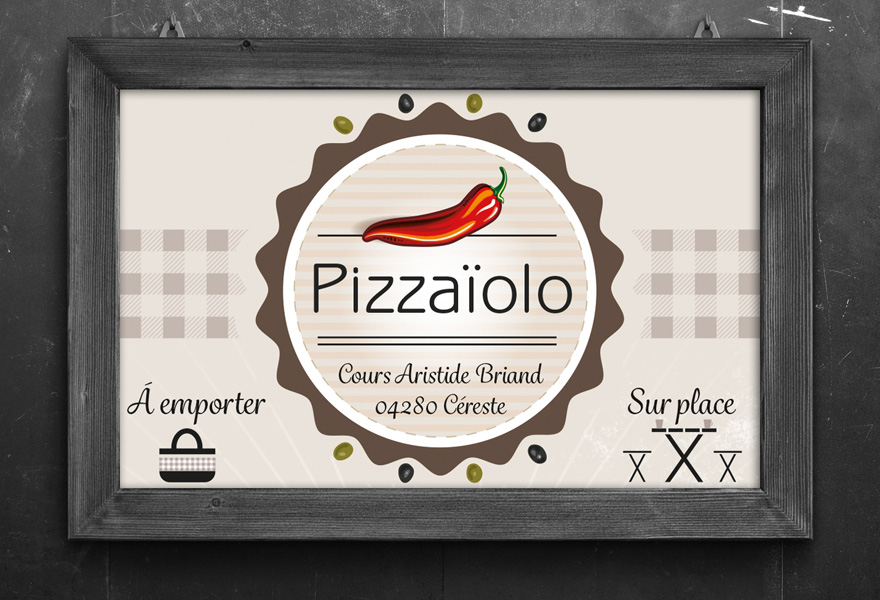 Logo, Identité visuelle, flyer et wind flag Pizzaïolo