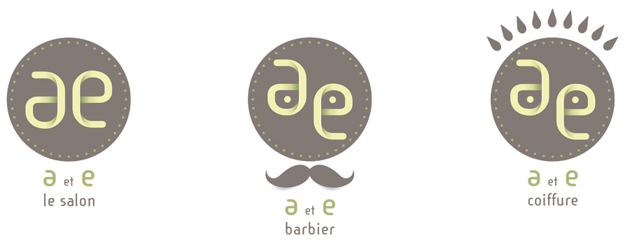 Logos a et e salon, barbier, coiffeur